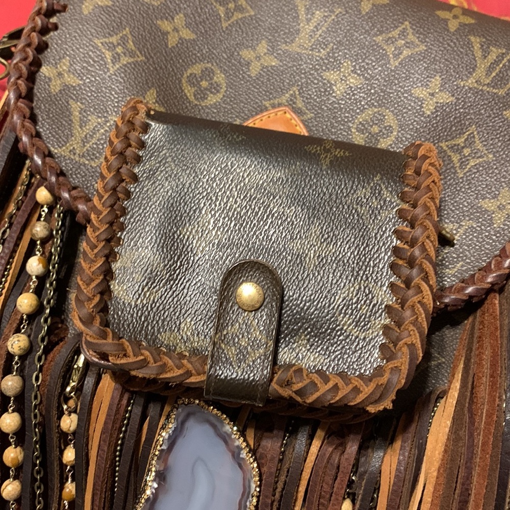 Boho Vintage braided Louis Vuitton wallet on a chain or crossbody or wristlet